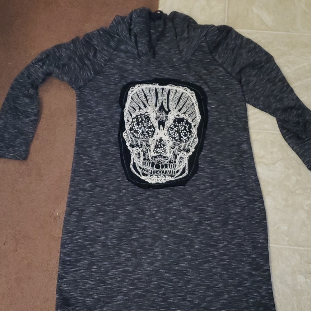 hoodie skull goth steampunk large warm Halloween